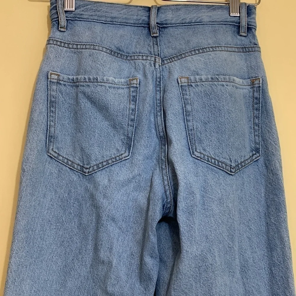 PacSun High Waisted Straight Ripped Distressed Button-fly Cotton Denim Jeans 23